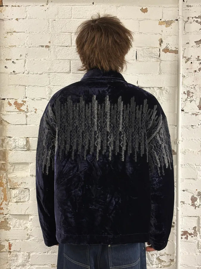 AW2021 Emporio Armani Navy Velvet Reversible Bomber Jacket wdZuAPp 9