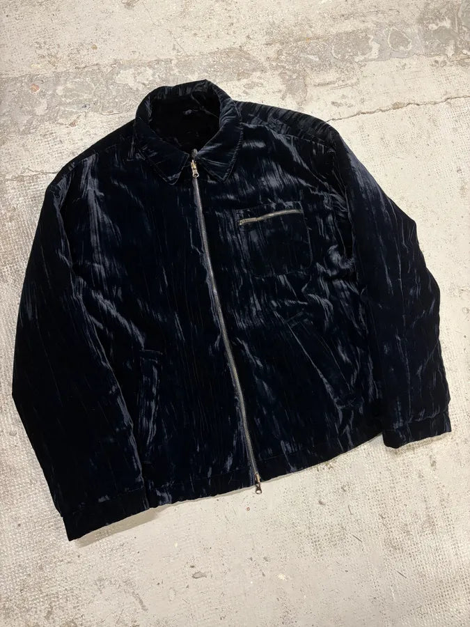 AW2021 Emporio Armani Navy Velvet Reversible Bomber Jacket wdZuAPp 11
