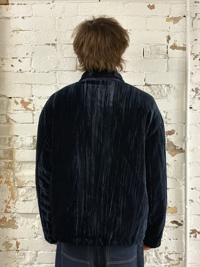 AW2021 Emporio Armani Navy Velvet Reversible Bomber Jacket wdZuAPp 10