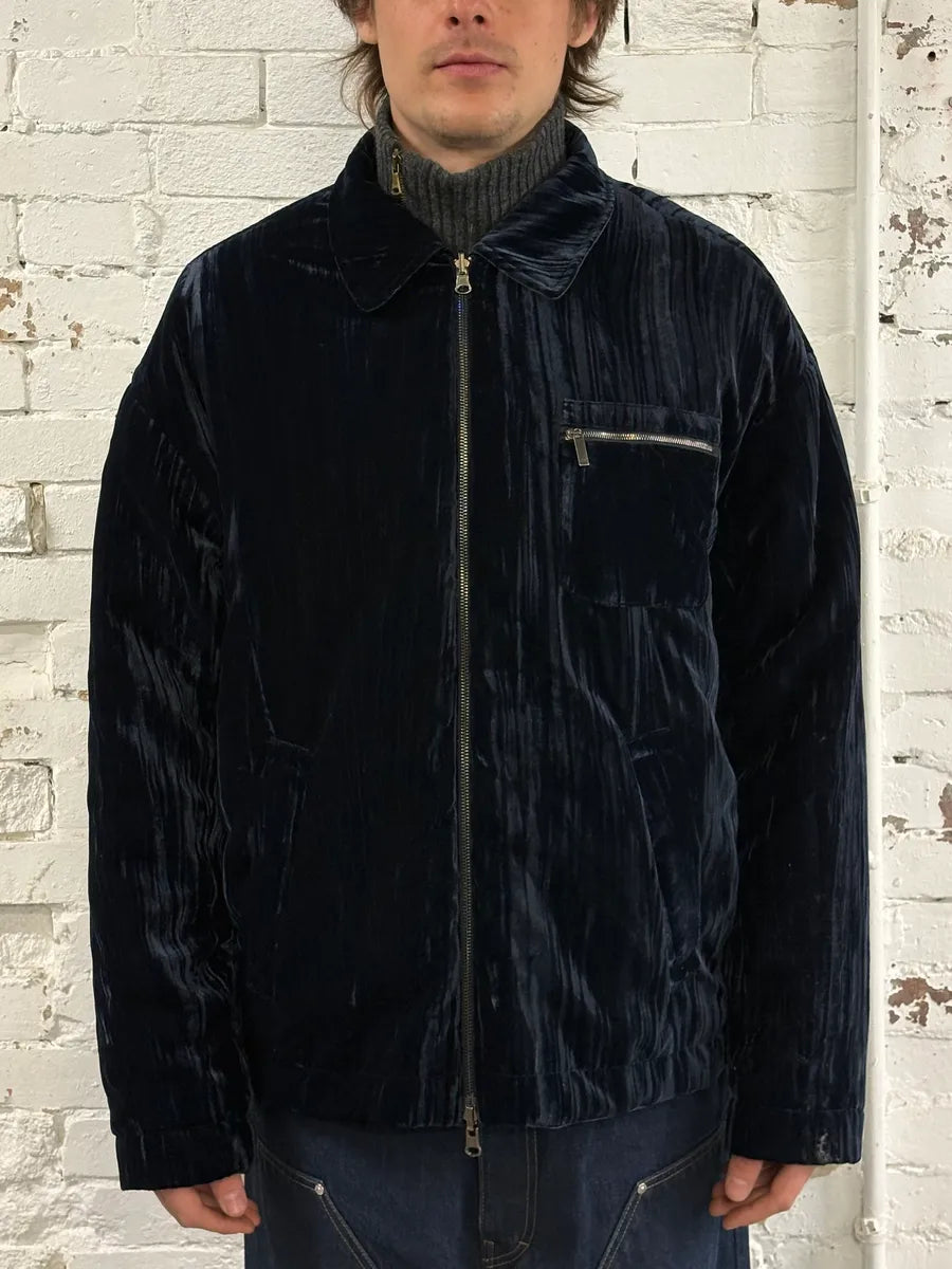 AW2021 Emporio Armani Navy Velvet Reversible Bomber Jacket wdZuAPp 3