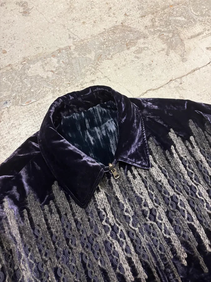 AW2021 Emporio Armani Navy Velvet Reversible Bomber Jacket wdZuAPp 7