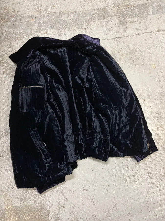 AW2021 Emporio Armani Navy Velvet Reversible Bomber Jacket wdZuAPp 14
