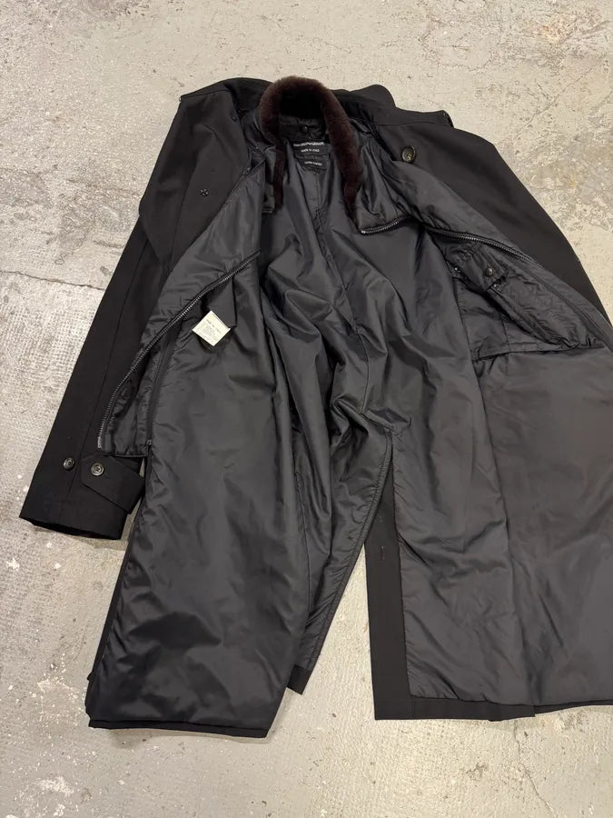 2000s Emporio Armani Nylon Lining Long Wool Trench Coat (L) 11
