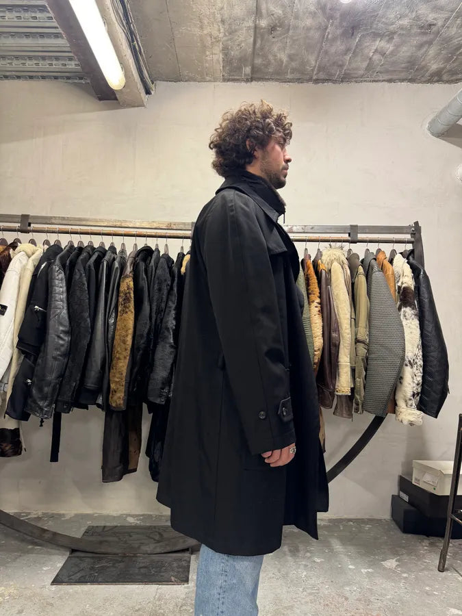 2000s Emporio Armani Nylon Lining Long Wool Trench Coat (L) 13