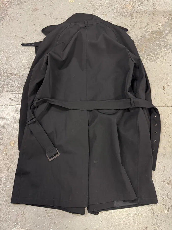 2000s Emporio Armani Nylon Lining Long Wool Trench Coat (L) 4