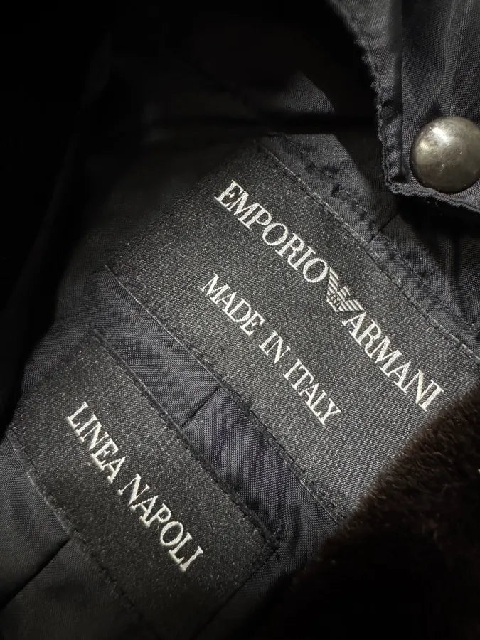 2000s Emporio Armani Nylon Lining Long Wool Trench Coat (L) 9