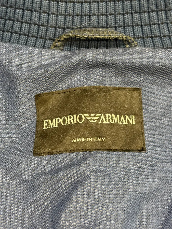 2000s Emporio Armani Perforated Navy Leather Bomber Jacket LtFePaR 9