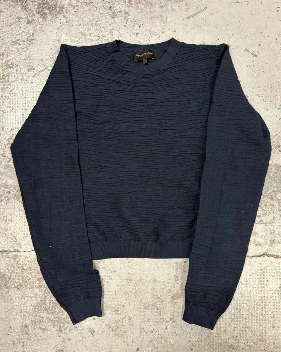 2000s Emporio Armani Pleats Navy Sweater CMEZGBG 0