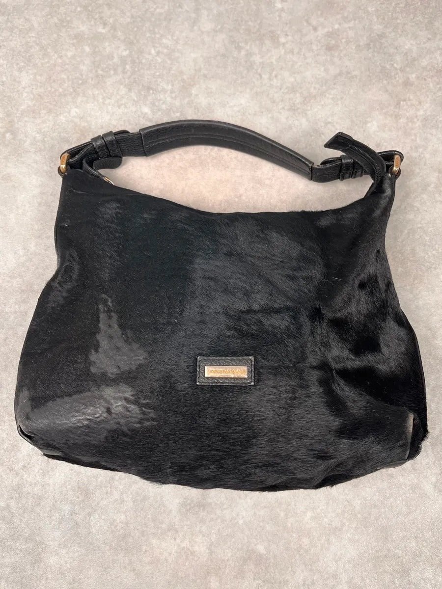2000s Emporio Armani Pony Hair Black Leather Handle Bag odRFRtt 0