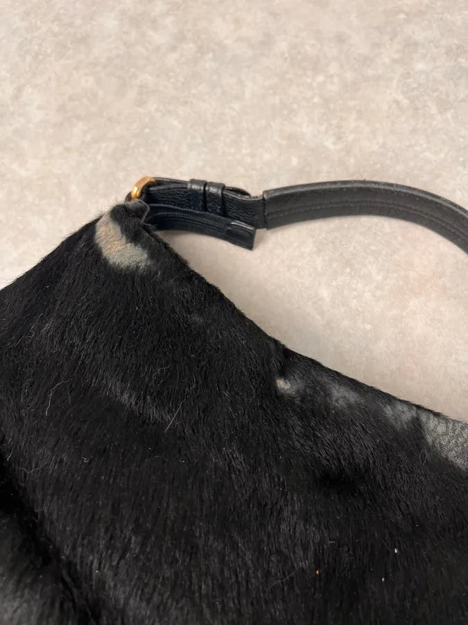 2000s Emporio Armani Pony Hair Black Leather Handle Bag odRFRtt 6