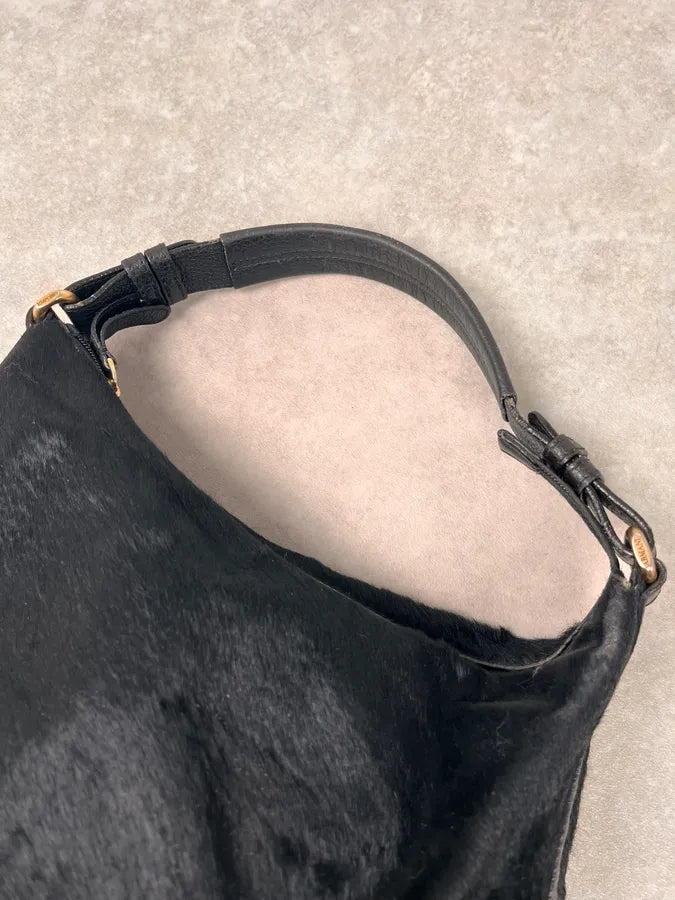 2000s Emporio Armani Pony Hair Black Leather Handle Bag odRFRtt 7