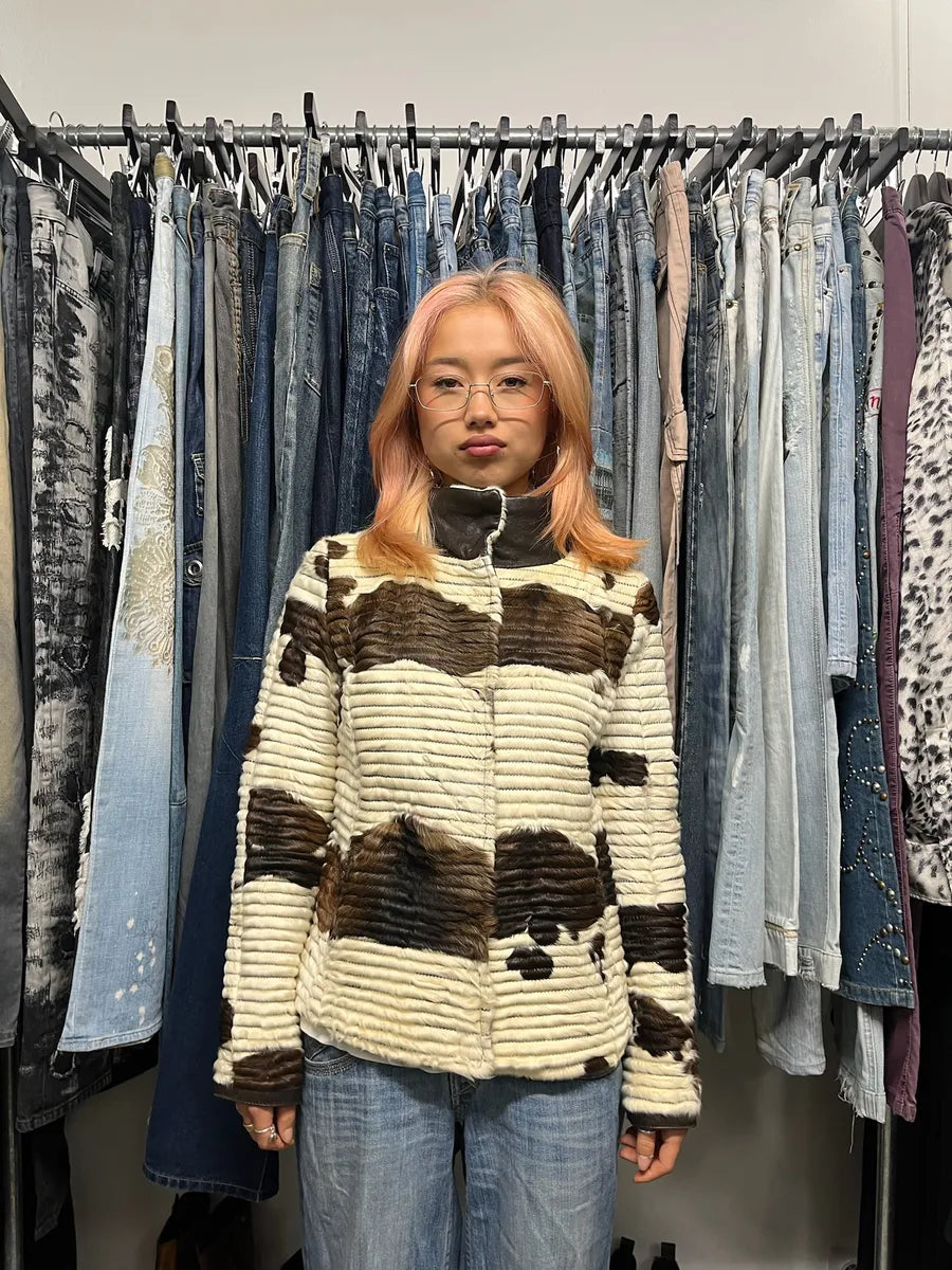 2000s Emporio Armani Pony Hair Cow Leather Jacket HZTgeDV 2