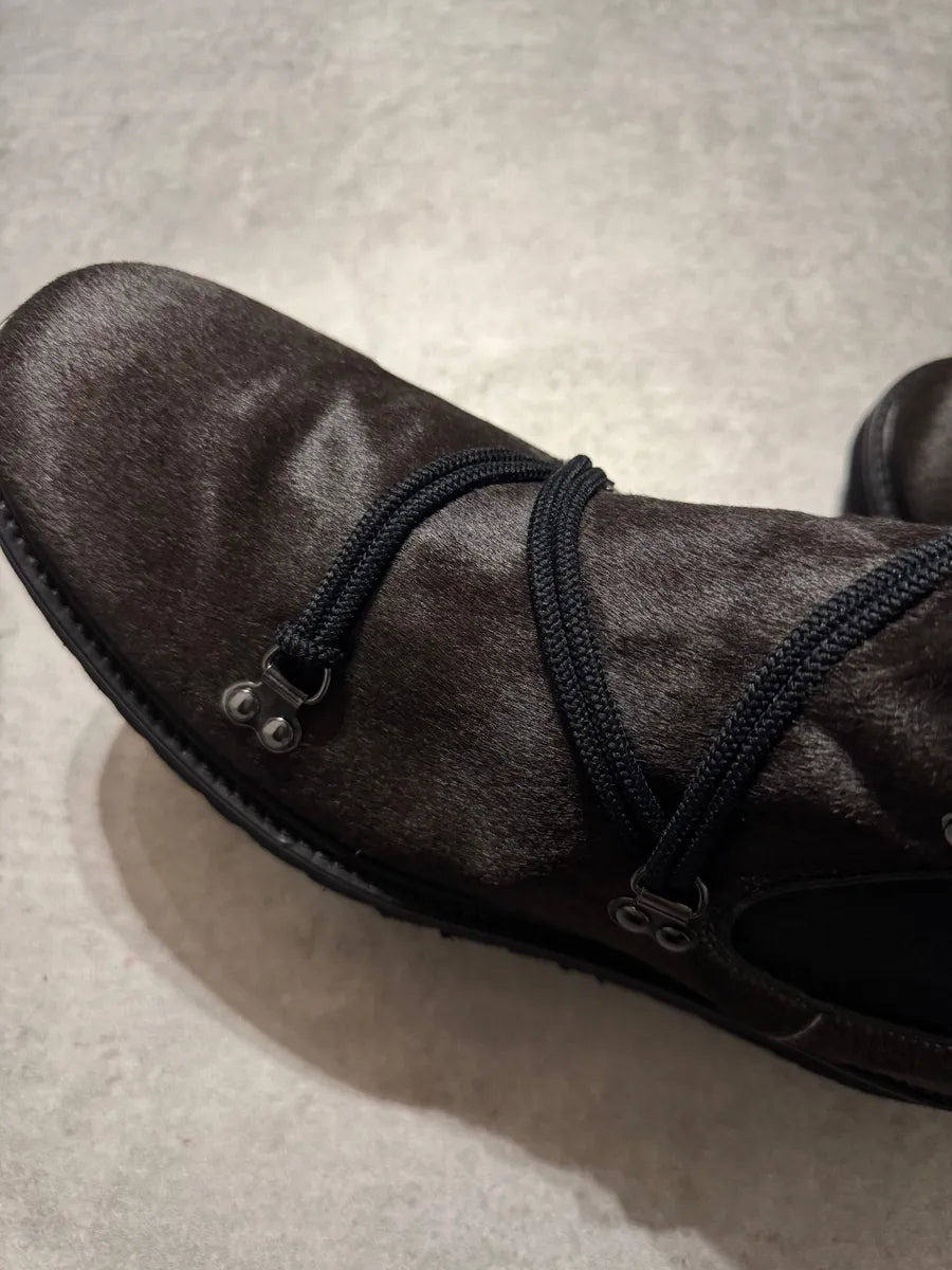 2000s Emporio Armani Pony Hair Laced Hiking Ankle Boots (44eu/us10) 4