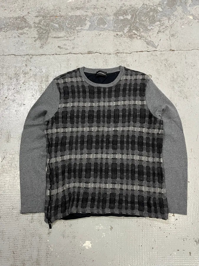 2000s Emporio Armani Rectangle Grey Wool Sweater KohNteZ 0