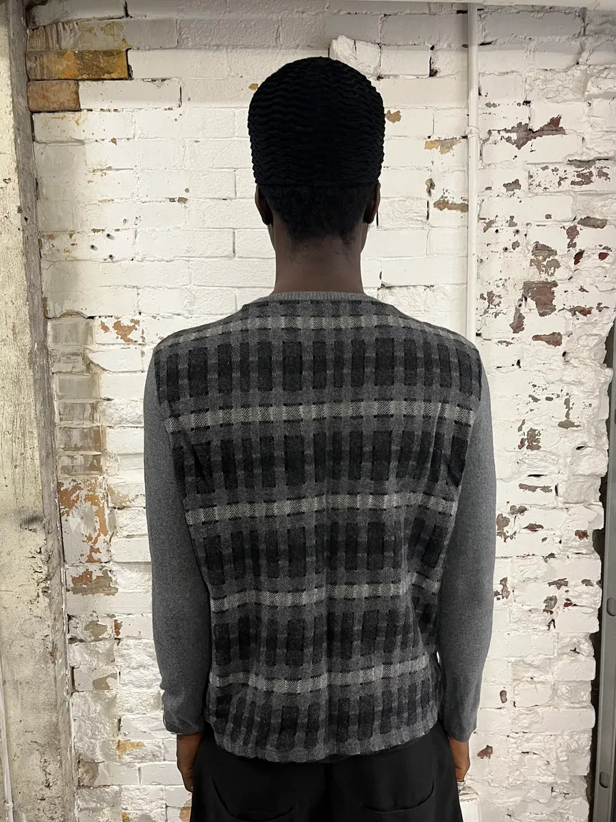 2000s Emporio Armani Rectangle Grey Wool Sweater KohNteZ 2