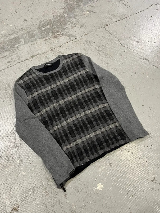 2000s Emporio Armani Rectangle Grey Wool Sweater KohNteZ 3