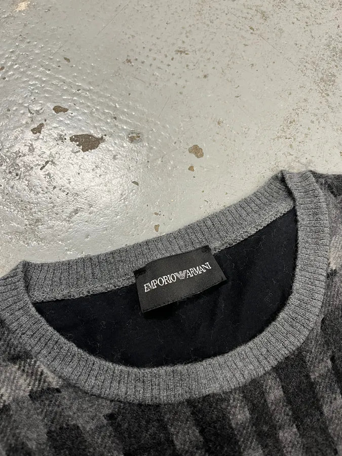 2000s Emporio Armani Rectangle Grey Wool Sweater KohNteZ 7