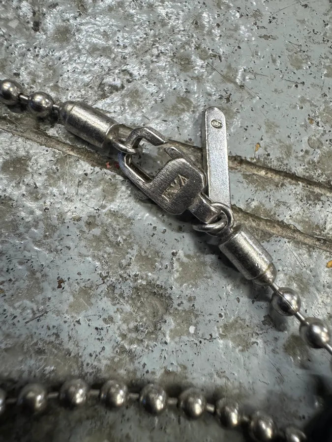 2000s Emporio Armani Sliver & Leather Dog Tags Ball Chain Necklace zajadTV 7