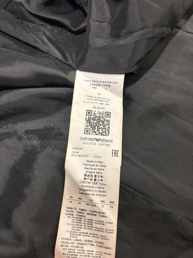AW2018 Emporio Armani Snakeskin Embossed Black Asymmetrical Jacket TzZGuQh 9