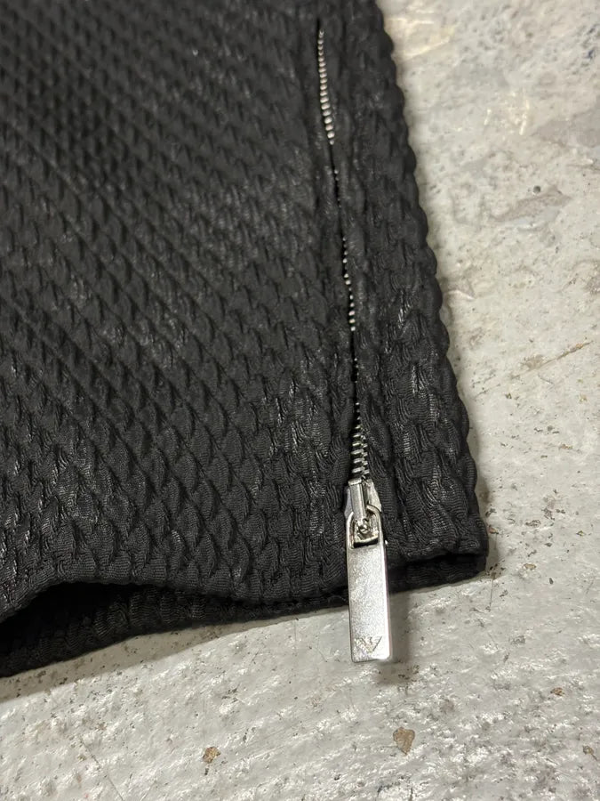 AW2018 Emporio Armani Snakeskin Embossed Black Asymmetrical Jacket TzZGuQh 7