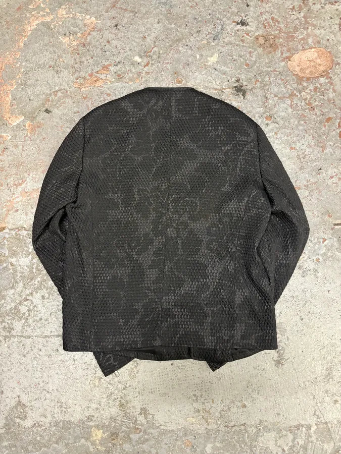 AW2018 Emporio Armani Snakeskin Embossed Black Asymmetrical Jacket TzZGuQh 4