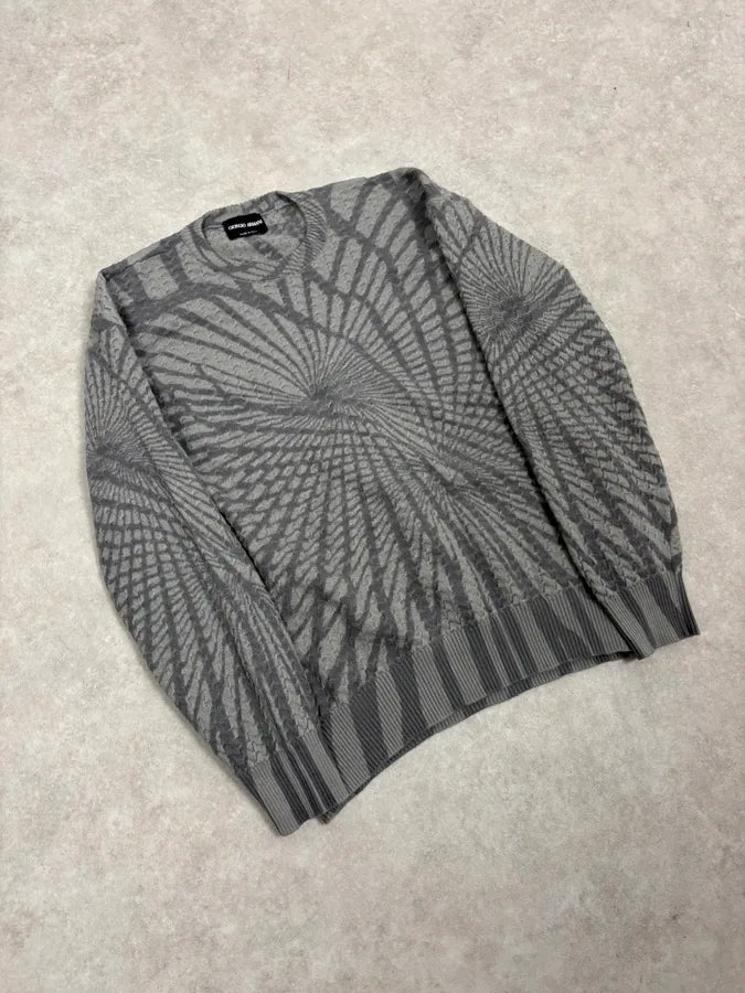 AW2013 Giorgio Armani Spiral Grey Wool Sweater ZEfuNiW 4