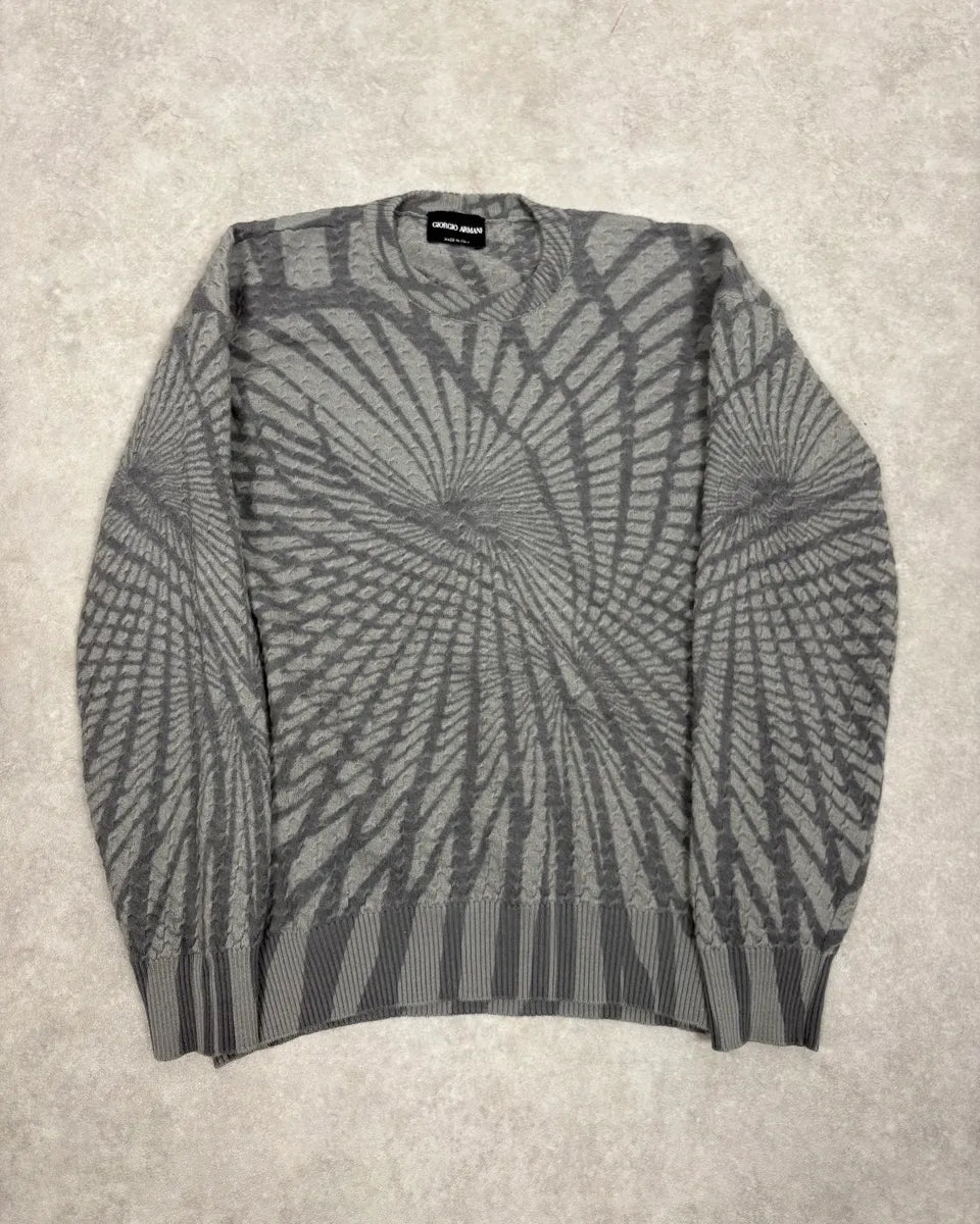AW2013 Giorgio Armani Spiral Grey Wool Sweater ZEfuNiW 0