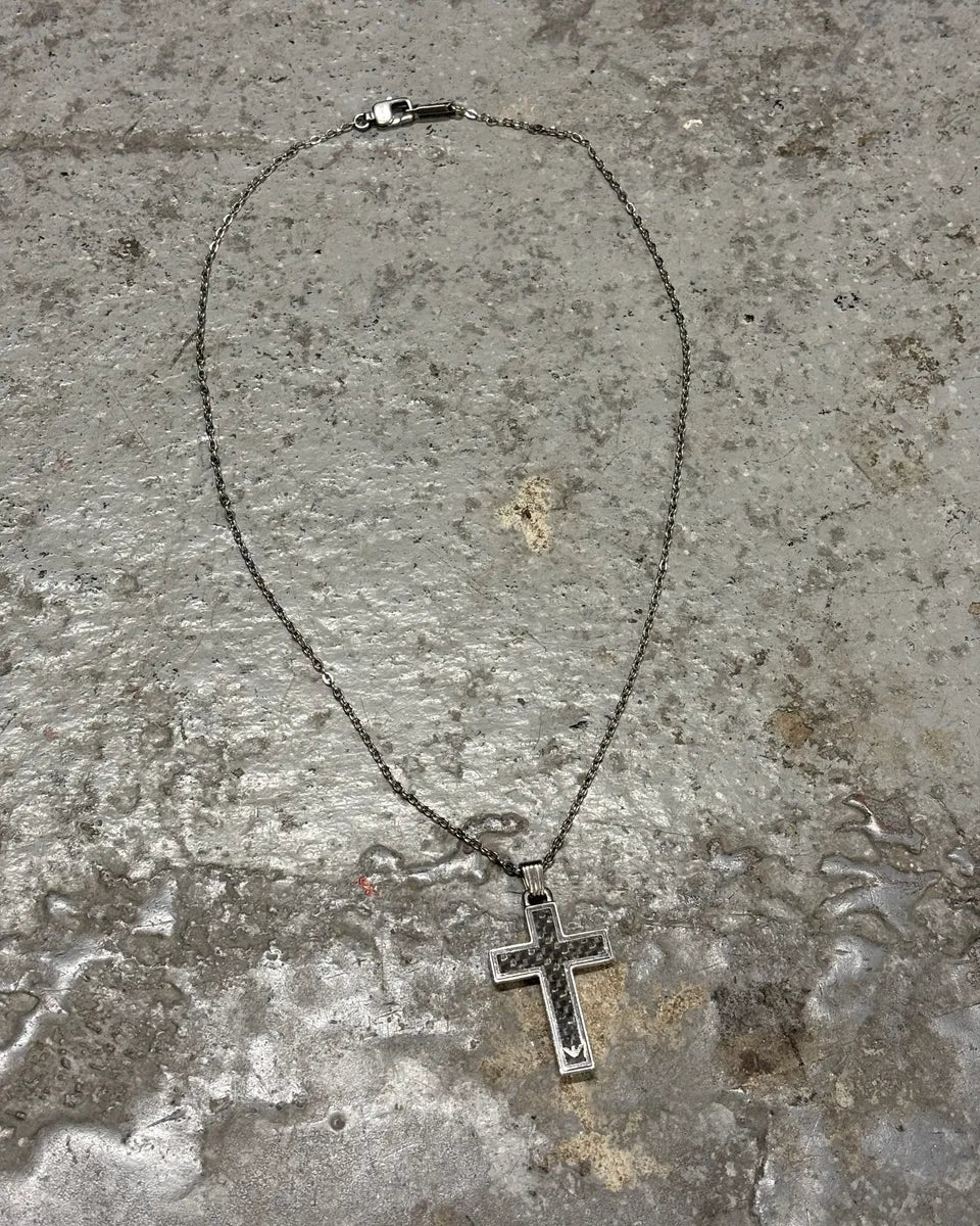 2000s Emporio Armani Stainless Steel Cross Pendant Necklace jANHvnx 0