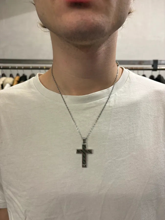 2000s Emporio Armani Stainless Steel Cross Pendant Necklace jANHvnx 1