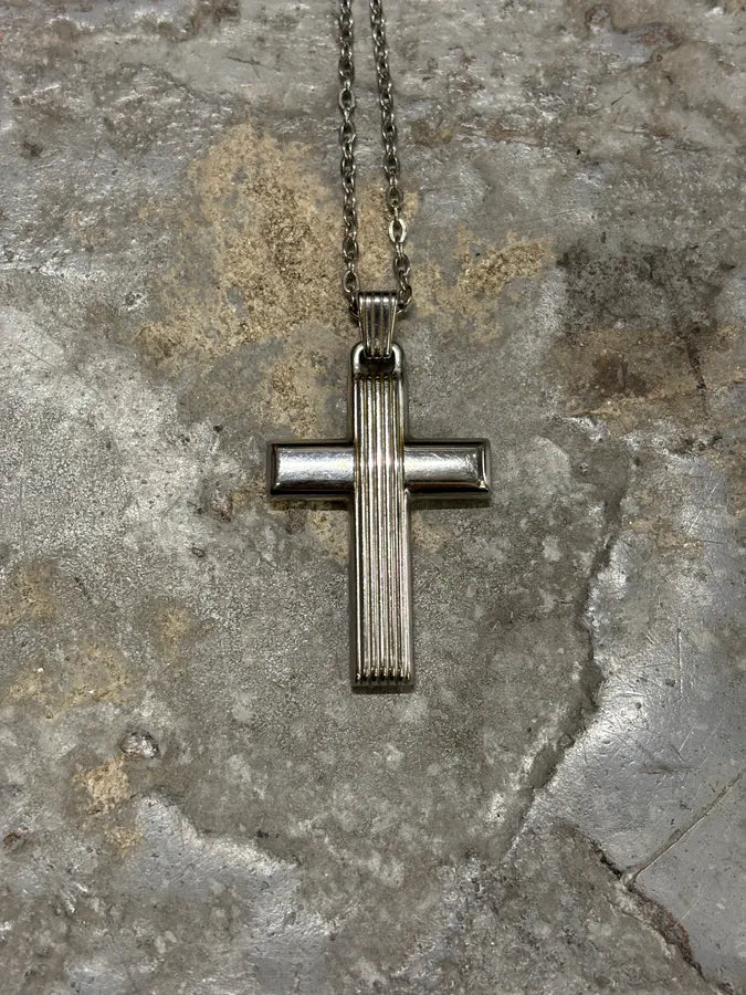 2000s Emporio Armani Stainless Steel Cross Pendant Necklace jANHvnx 4