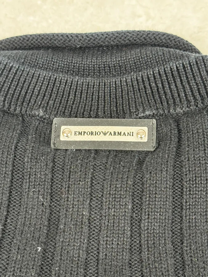 2000s Emporio Armani Straps Asymmetrical Black Sweater XWacBWr 9