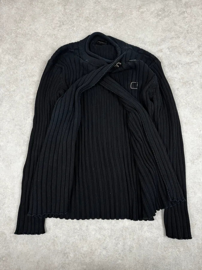 2000s Emporio Armani Straps Asymmetrical Black Sweater XWacBWr 6