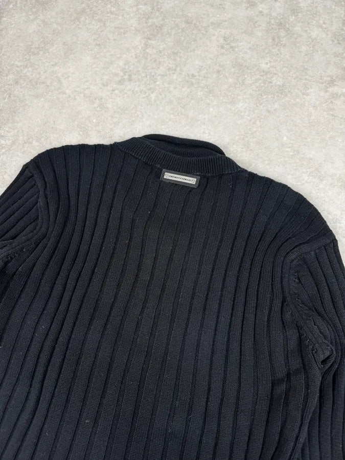 2000s Emporio Armani Straps Asymmetrical Black Sweater XWacBWr 5