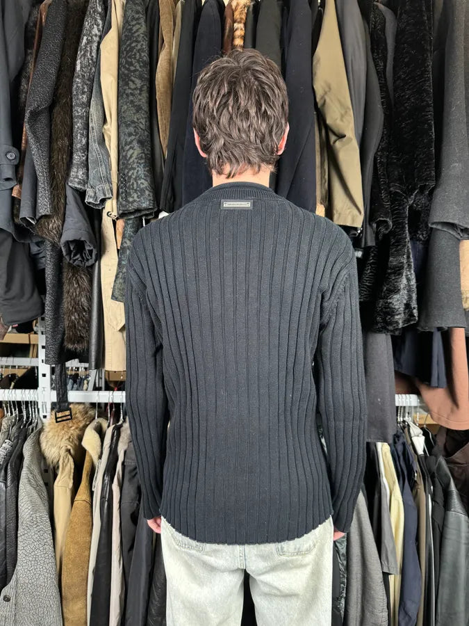 2000s Emporio Armani Straps Asymmetrical Black Sweater XWacBWr 2