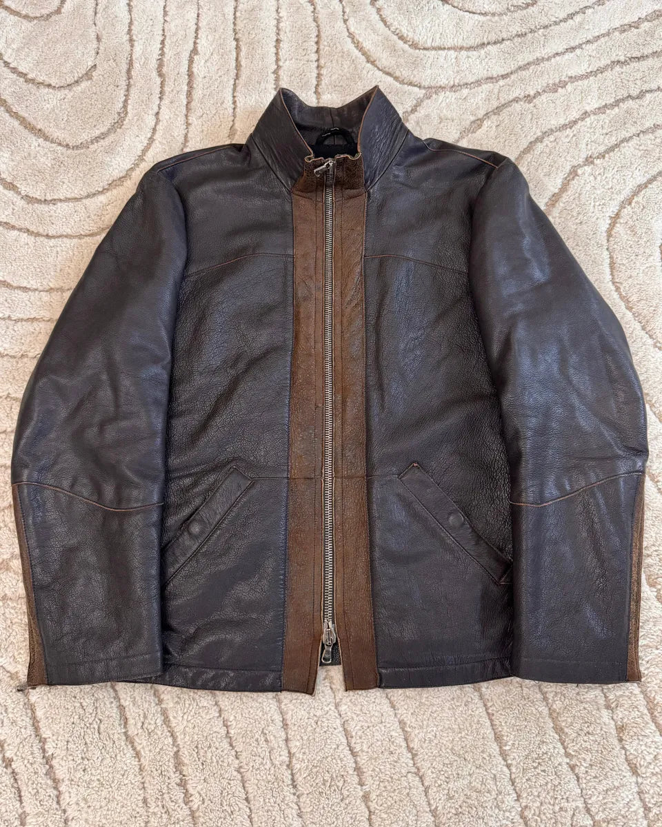 2000s Emporio Armani Trucker Leather Jacket mlopxgz 0