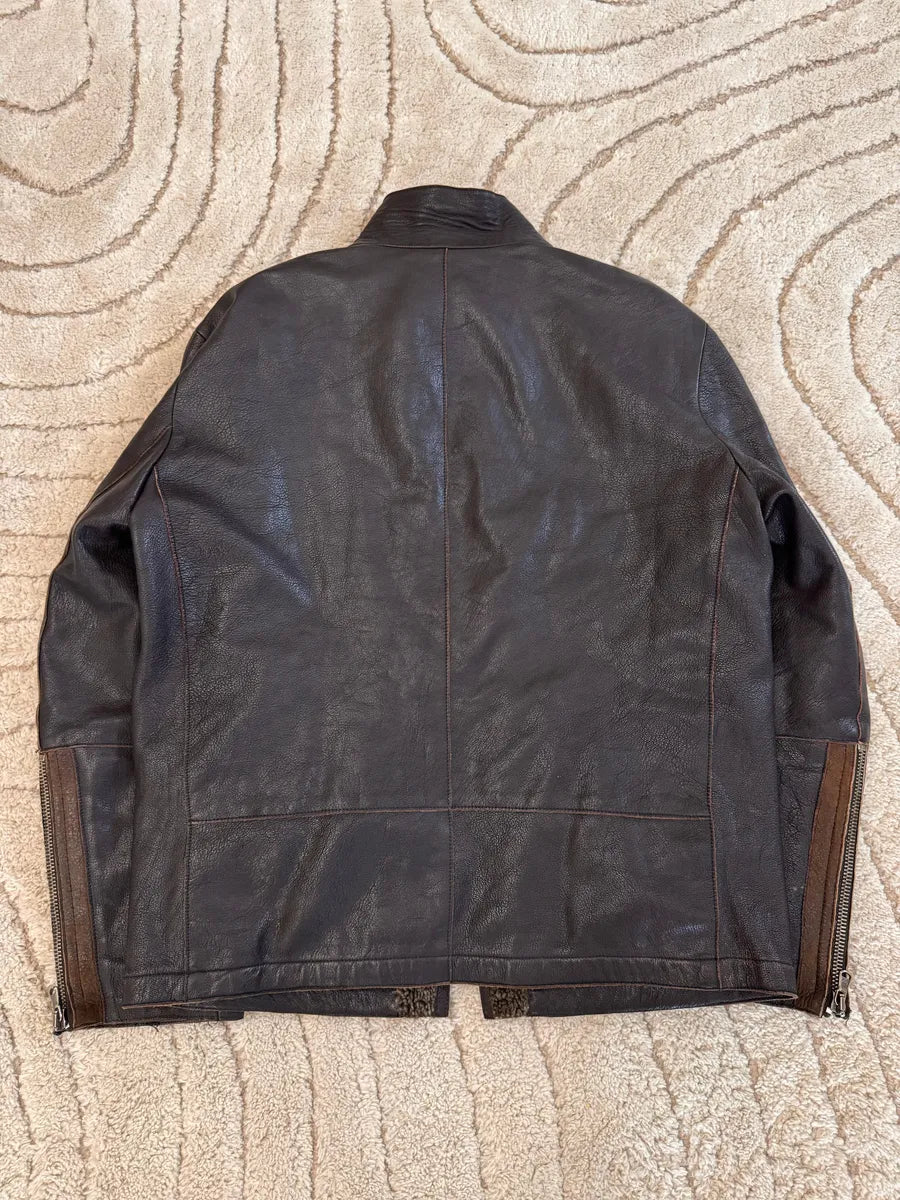 2000s Emporio Armani Trucker Leather Jacket mlopxgz 3