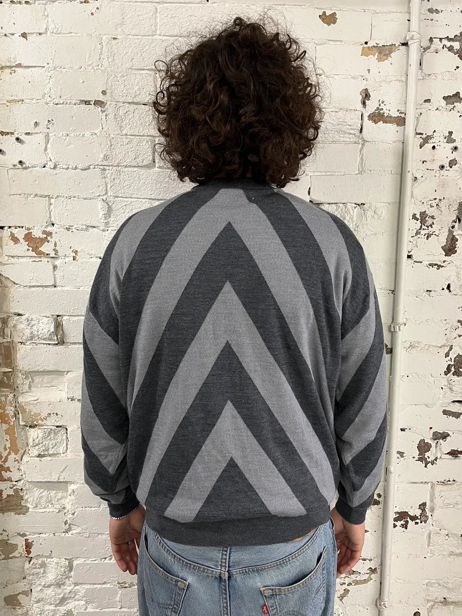 2010s Emporio Armani V Lines White & Grey Sweater hNGaEJn 2