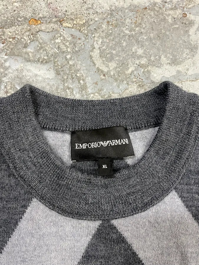 2010s Emporio Armani V Lines White & Grey Sweater hNGaEJn 8