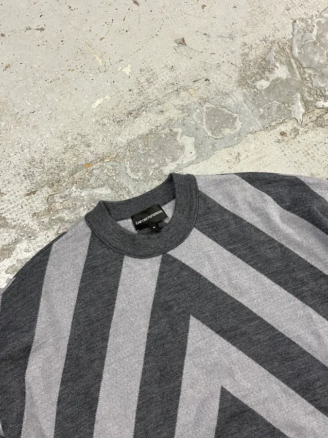 2010s Emporio Armani V Lines White & Grey Sweater hNGaEJn 4