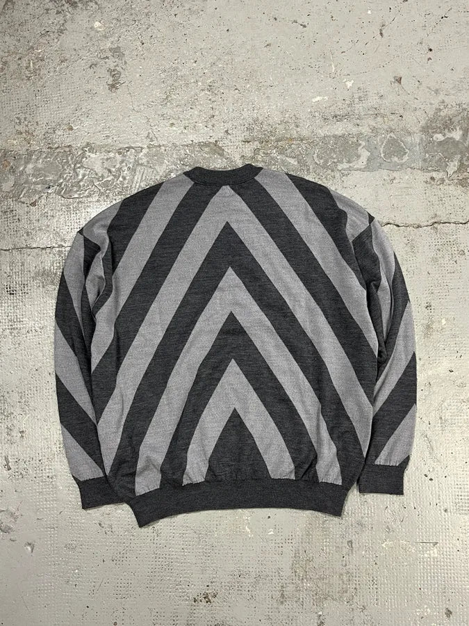 2010s Emporio Armani V Lines White & Grey Sweater hNGaEJn 6