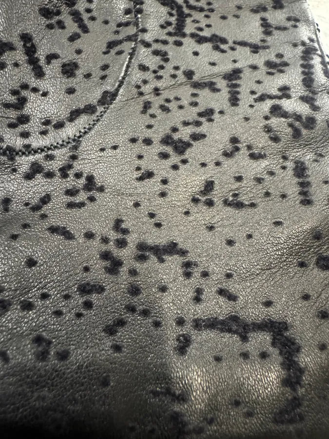 2000s Emporio Armani Velvet Dots Black Leather Gloves LTarncj 3