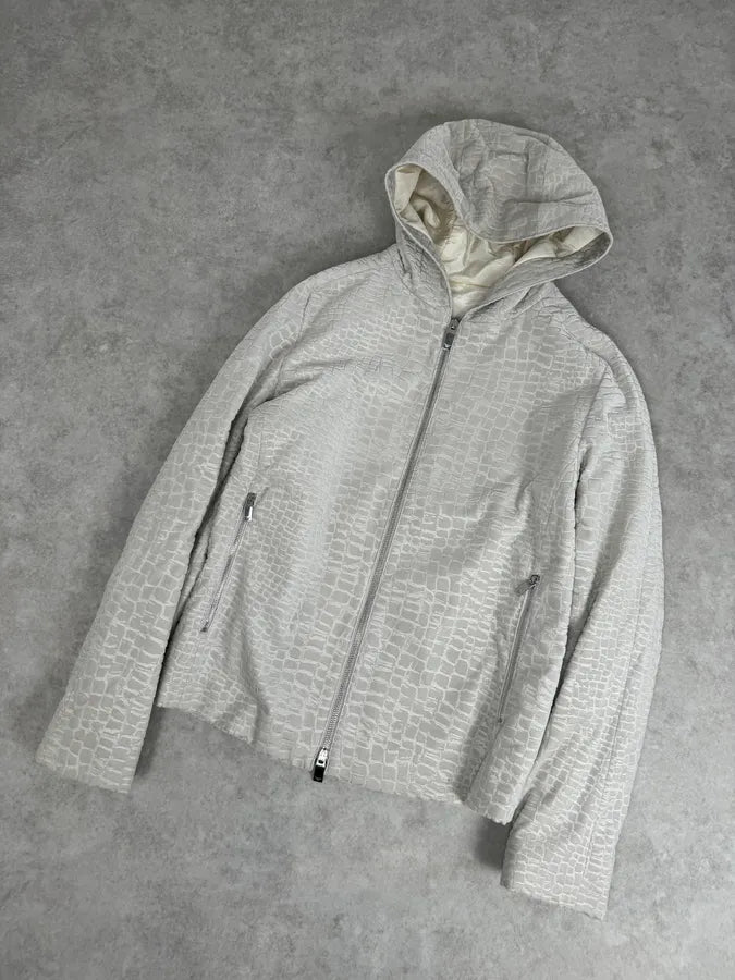 AW2019 Emporio Armani White Crocodile Effect Jacket xEyraem 5