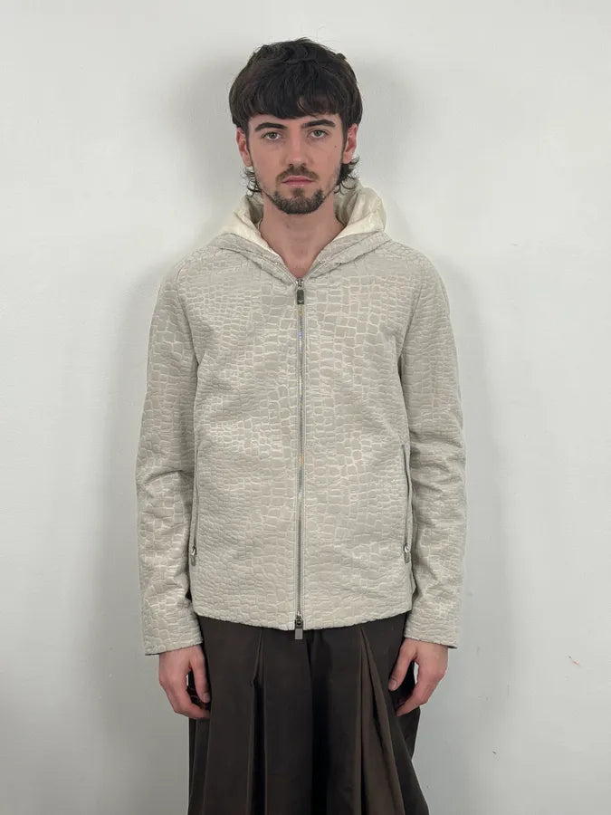 AW2019 Emporio Armani White Crocodile Effect Jacket xEyraem 1
