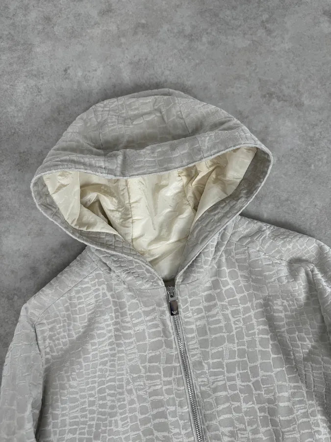 AW2019 Emporio Armani White Crocodile Effect Jacket xEyraem 7