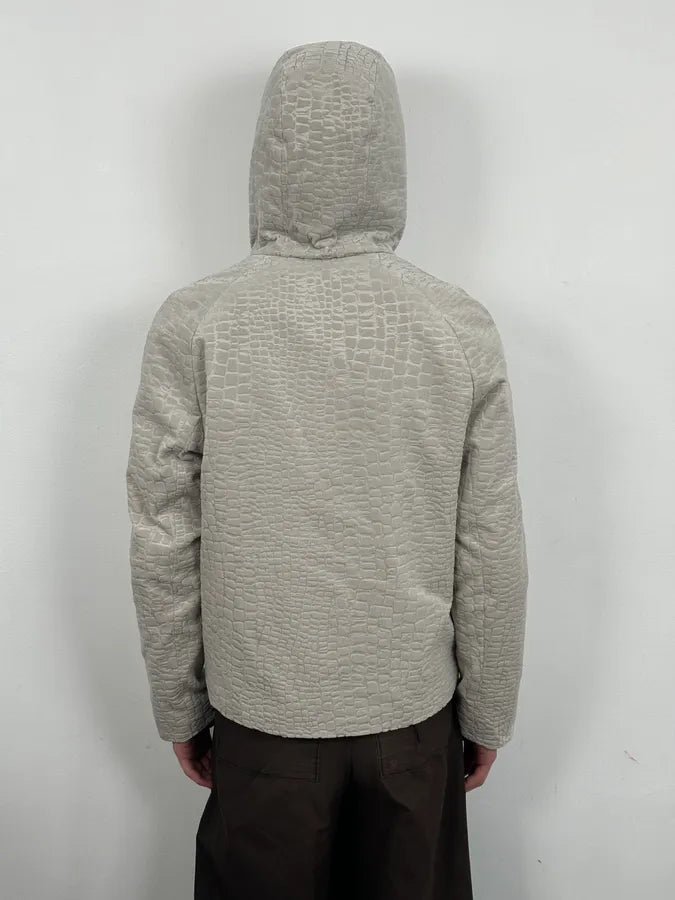 AW2019 Emporio Armani White Crocodile Effect Jacket xEyraem 2