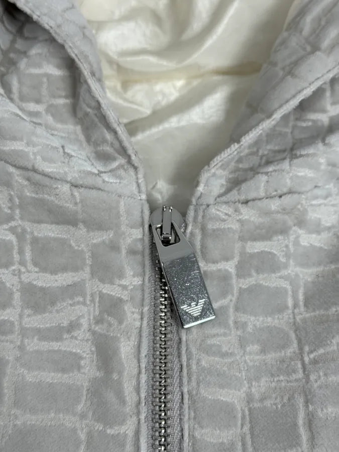 AW2019 Emporio Armani White Crocodile Effect Jacket xEyraem 6