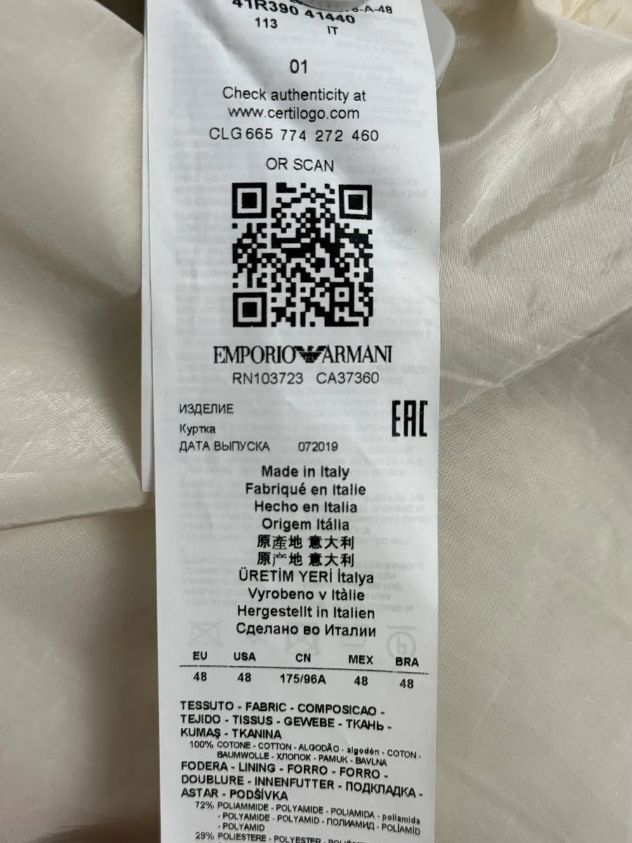 AW2019 Emporio Armani White Crocodile Effect Jacket xEyraem 11