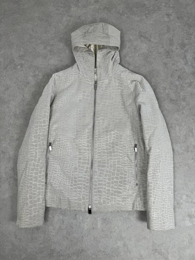AW2019 Emporio Armani White Crocodile Effect Jacket xEyraem 0