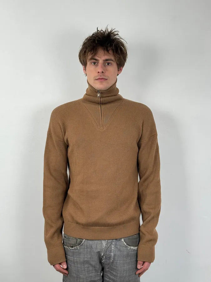 2000s Emporio Armani Zip-Up Beige Sweater VuhFcHk 0