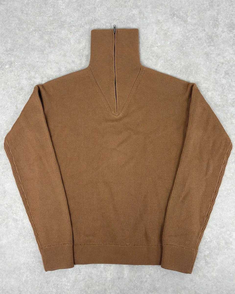 2000s Emporio Armani Zip-Up Beige Sweater VuhFcHk 1